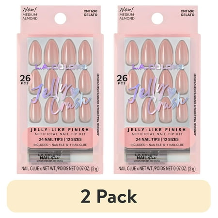 (2 pack) L.A. COLORS Jelly Crush Nail Tip, Gelato, 26 Piece