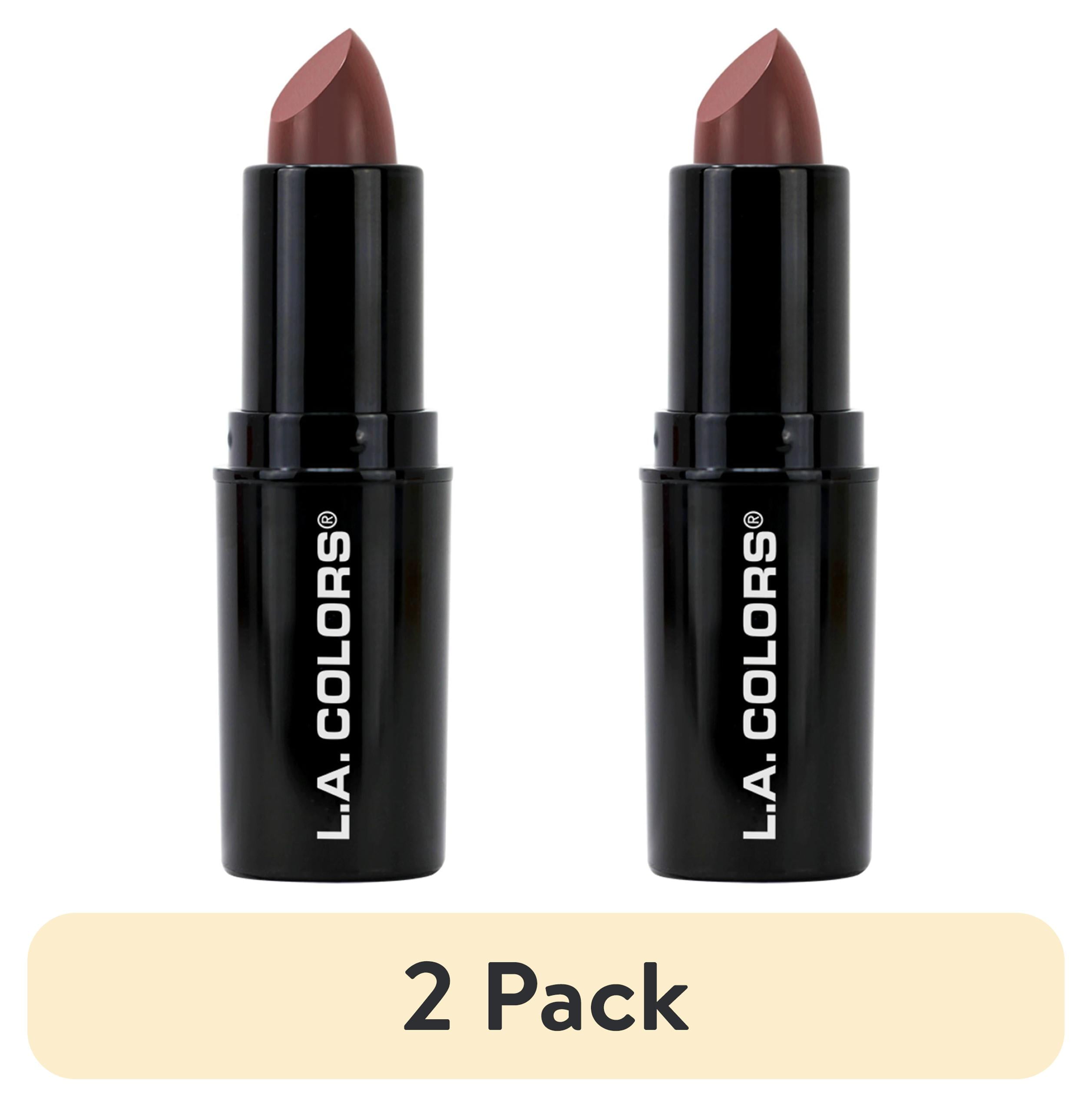 (2 pack) L.A. COLORS Long-Wearing Satin Finish Velvet Pout Chaser Lipstick, Melted Nude, 0.13 oz