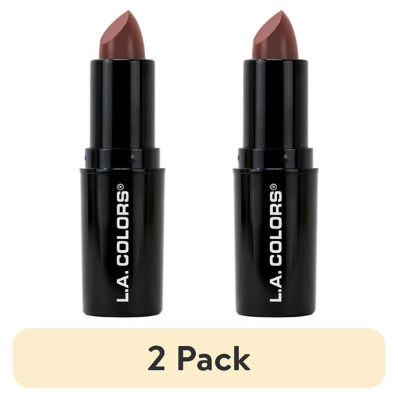 (2 pack) L.A. COLORS Long-Wearing Satin Finish Velvet Pout Chaser Lipstick, Melted Nude, 0.13 oz