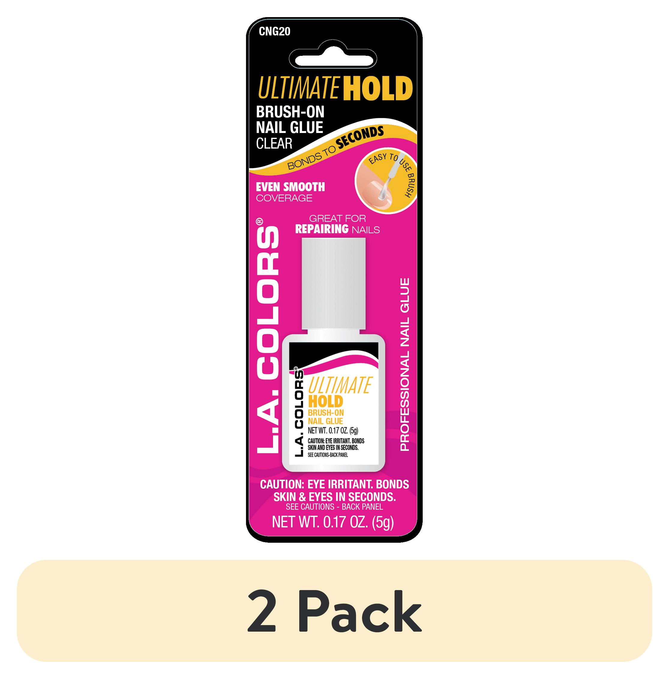 (2 pack) L.A. COLORS Ultimate Hold Brush-On Nail Glue, Clear, 0.1 fl oz