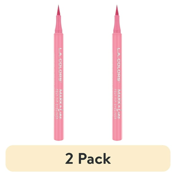 (2 pack) L.A. COLORS Ultra-precise Mark & Fine Felt Tip Liquid Eyeliner, Baby Pink