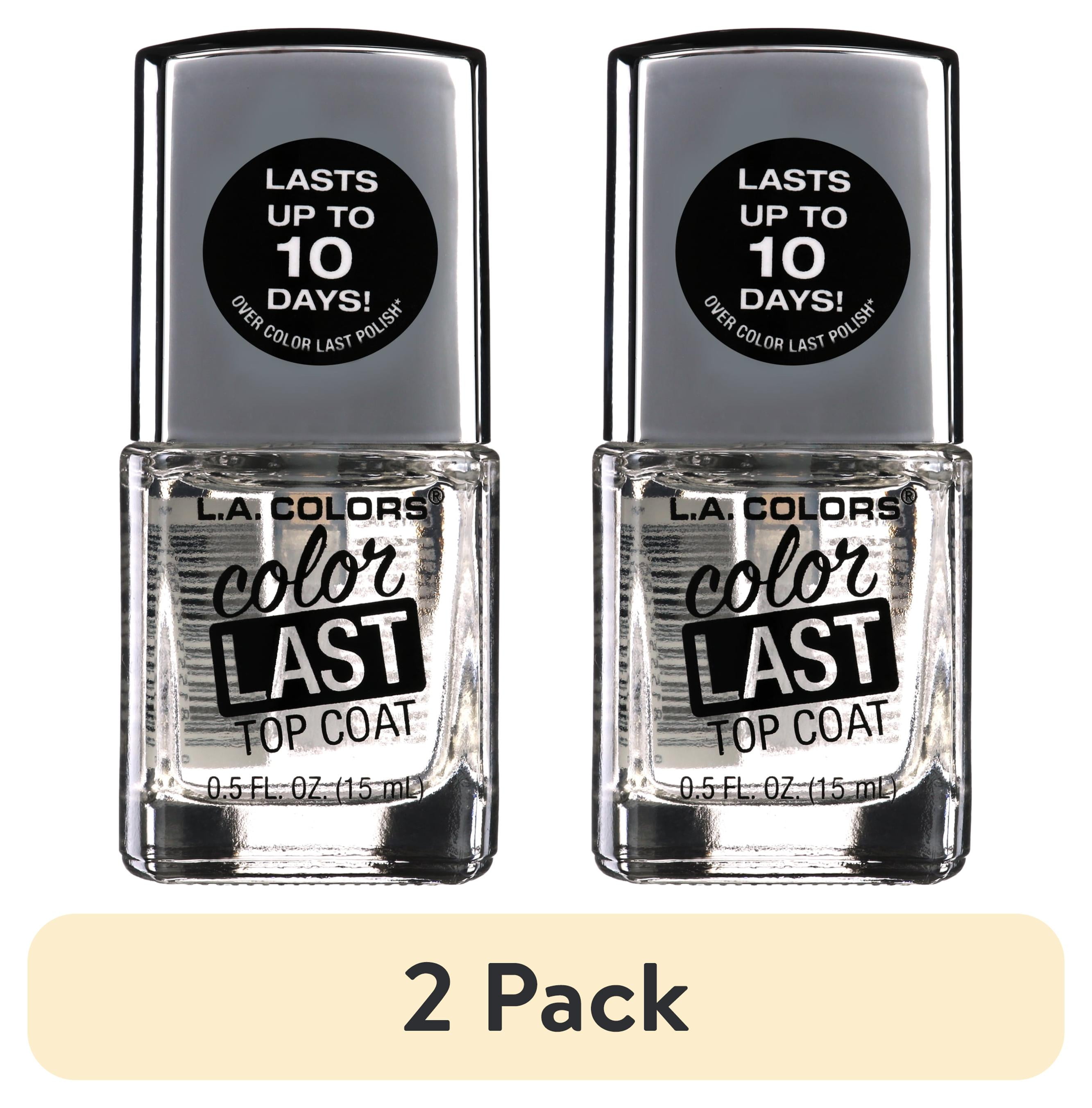 (2 pack) L.A. Colors Color Last Nail Polish, Crystal Top Coat, 0.5 fl oz
