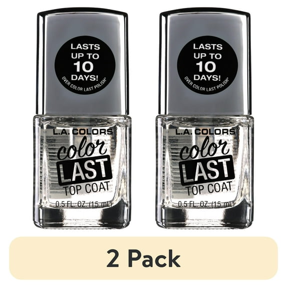 (2 pack) L.A. Colors Color Last Nail Polish, Crystal Top Coat, 0.5 fl oz