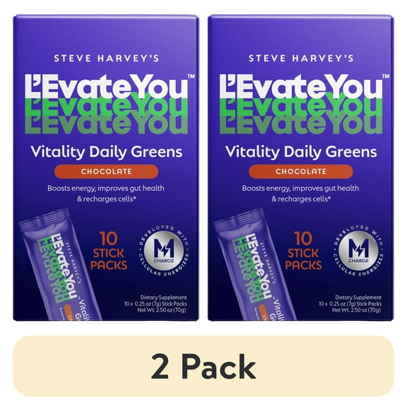 (2 pack) L'Evate You Vitality Daily Greens - Dietary Supplement - Chocolate - 10 Count