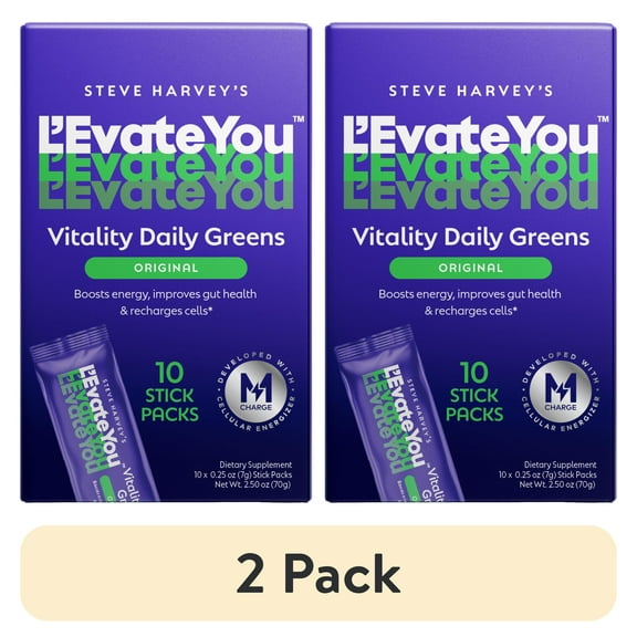 (2 pack) L'Evate You Vitality Daily Greens - Dietary Supplement - Original - 10 Count