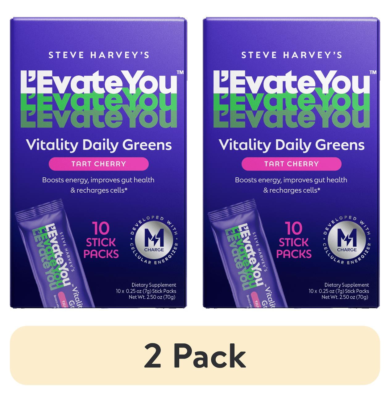 (2 pack) L'Evate You Vitality Daily Greens - Dietary Supplement - Tart Cherry - 10 Count