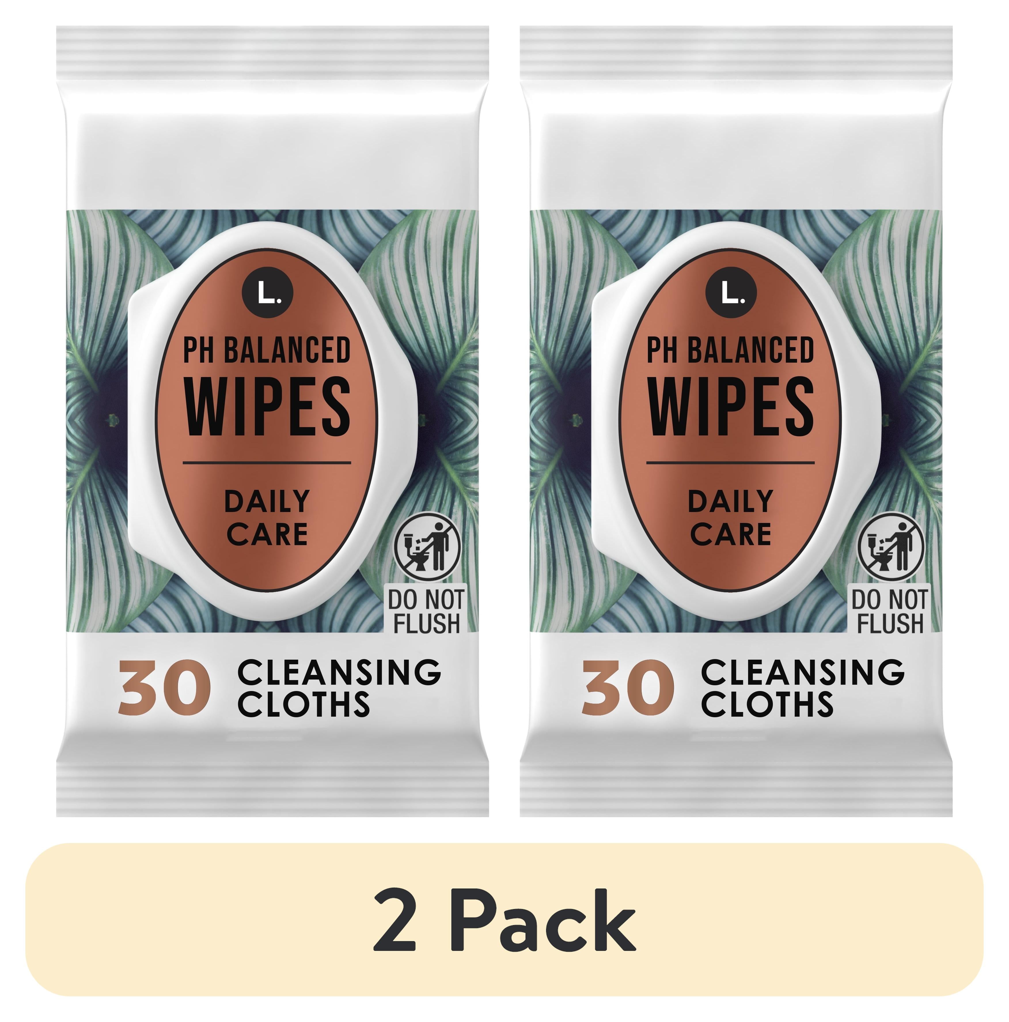 (2 pack) L. Fragrance Free Wipes, pH Balanced, Hypoallergenic, 30 Count