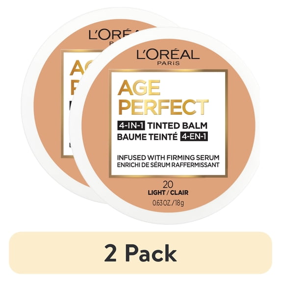 (2 pack) L'Oreal Paris Age Perfect Balm Foundation Makeup, L20 Light, 0.609 fl oz