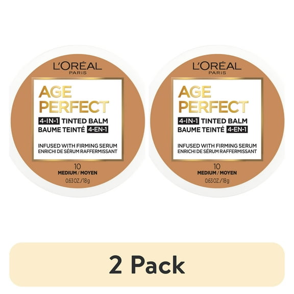 (2 pack) L'Oreal Paris Age Perfect Balm Foundation Makeup, M10 Medium, 0.609 fl oz