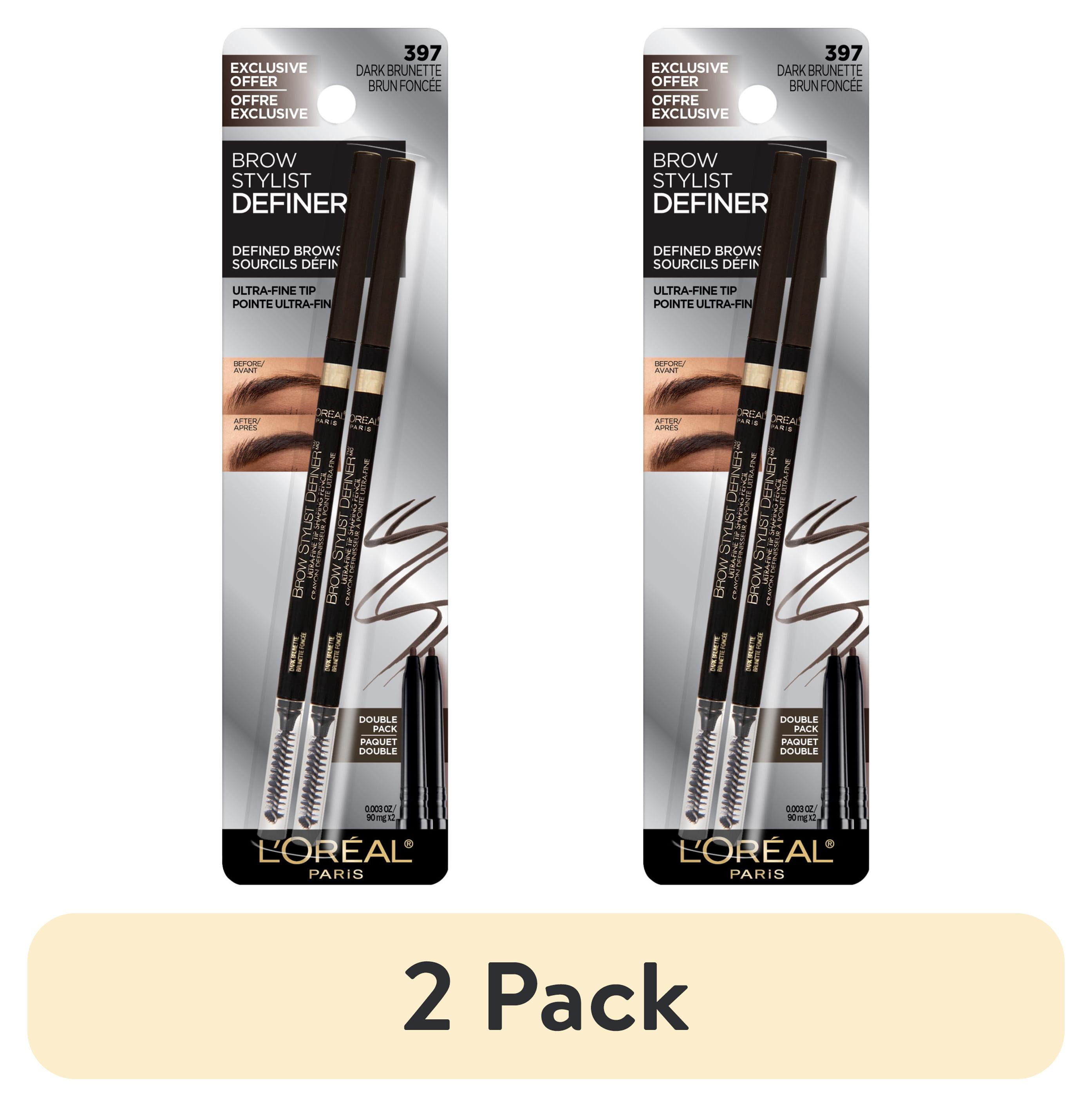 (2 pack) L'Oreal Paris Brow Stylist Definer Waterproof Eyebrow Mechanical Pencil, Brunette, 2 Pack