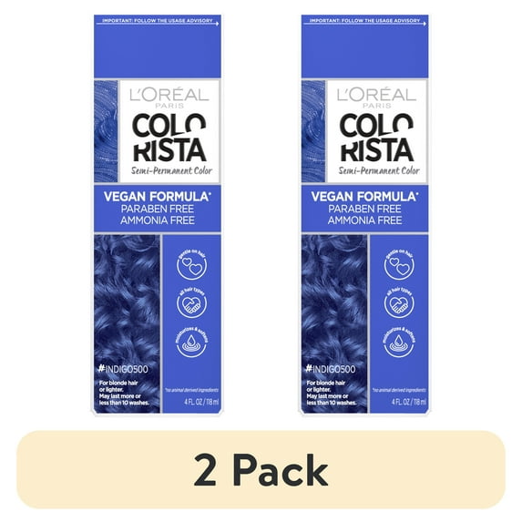 (2 pack) L'Oreal Paris Colorista Semi-Permanent Hair Color, Indigo, 1 Kit, Pure Color