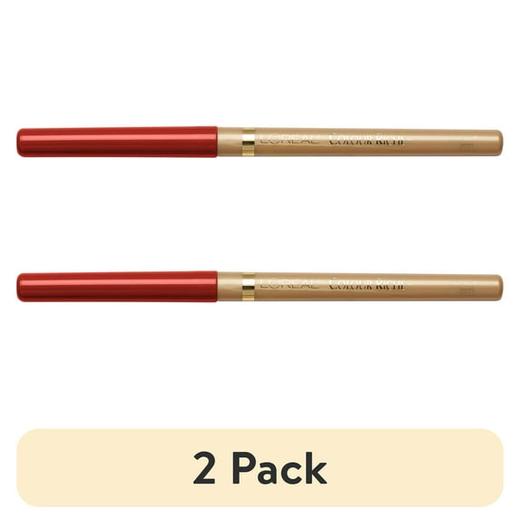 (2 pack) L'Oreal Paris Colour Riche Creamy Lip Liner, Vitamin E, Always Red 765, 0.007 oz