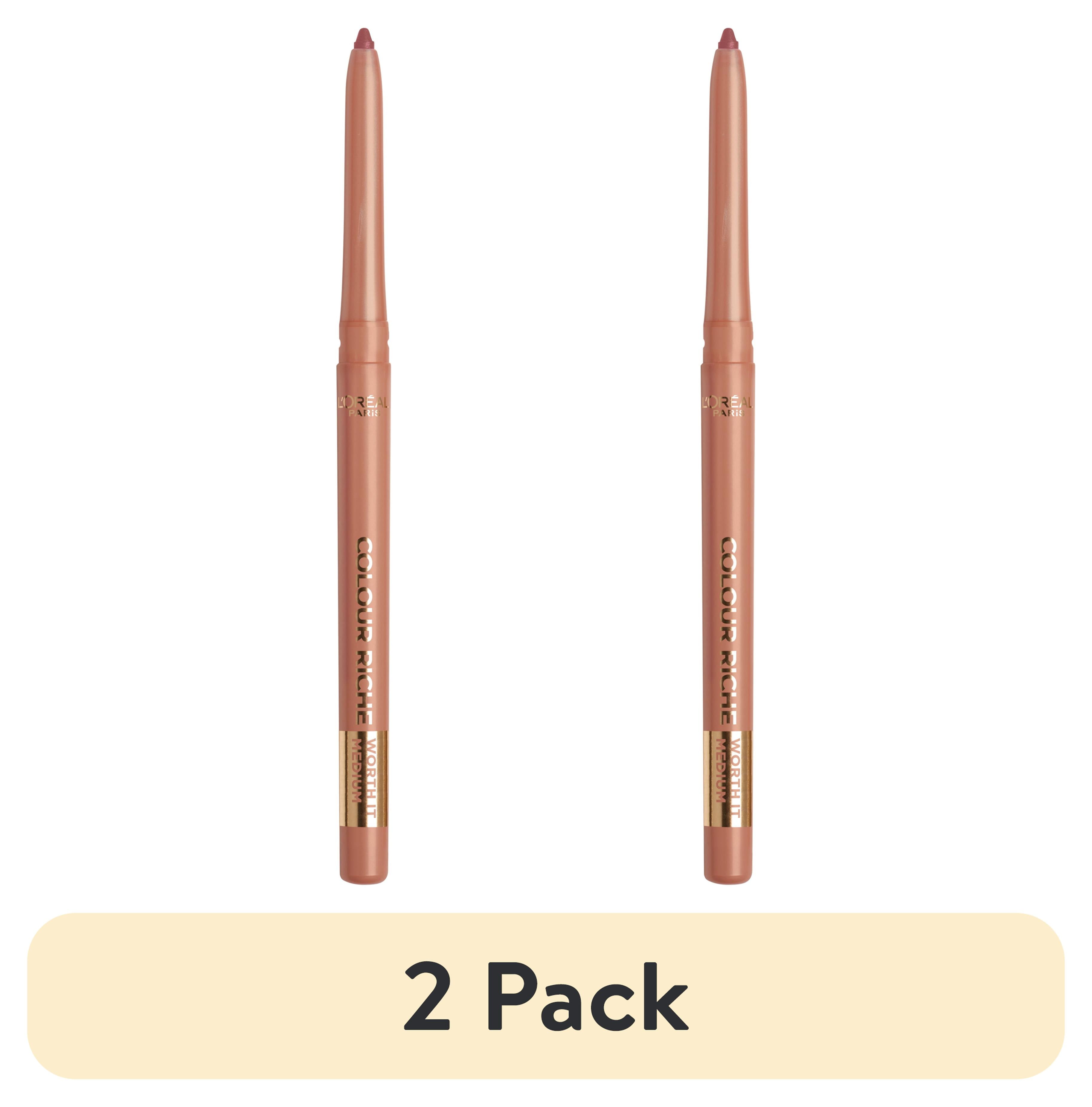 (2 pack) L'Oreal Paris Colour Riche Lip Liner Pencil with Omega 3 and Vitamin E, Worth It Medium, 0.01 oz