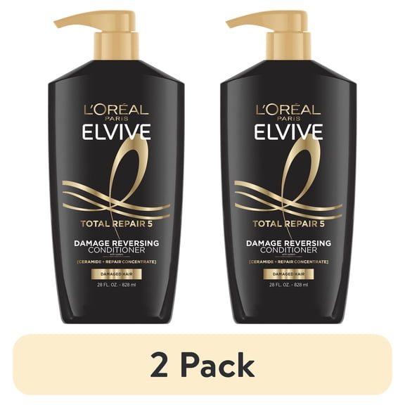 (2 pack) L'Oreal Paris Elvive Total Repair 5 Repairing Conditioner, Pump, 28 fl oz