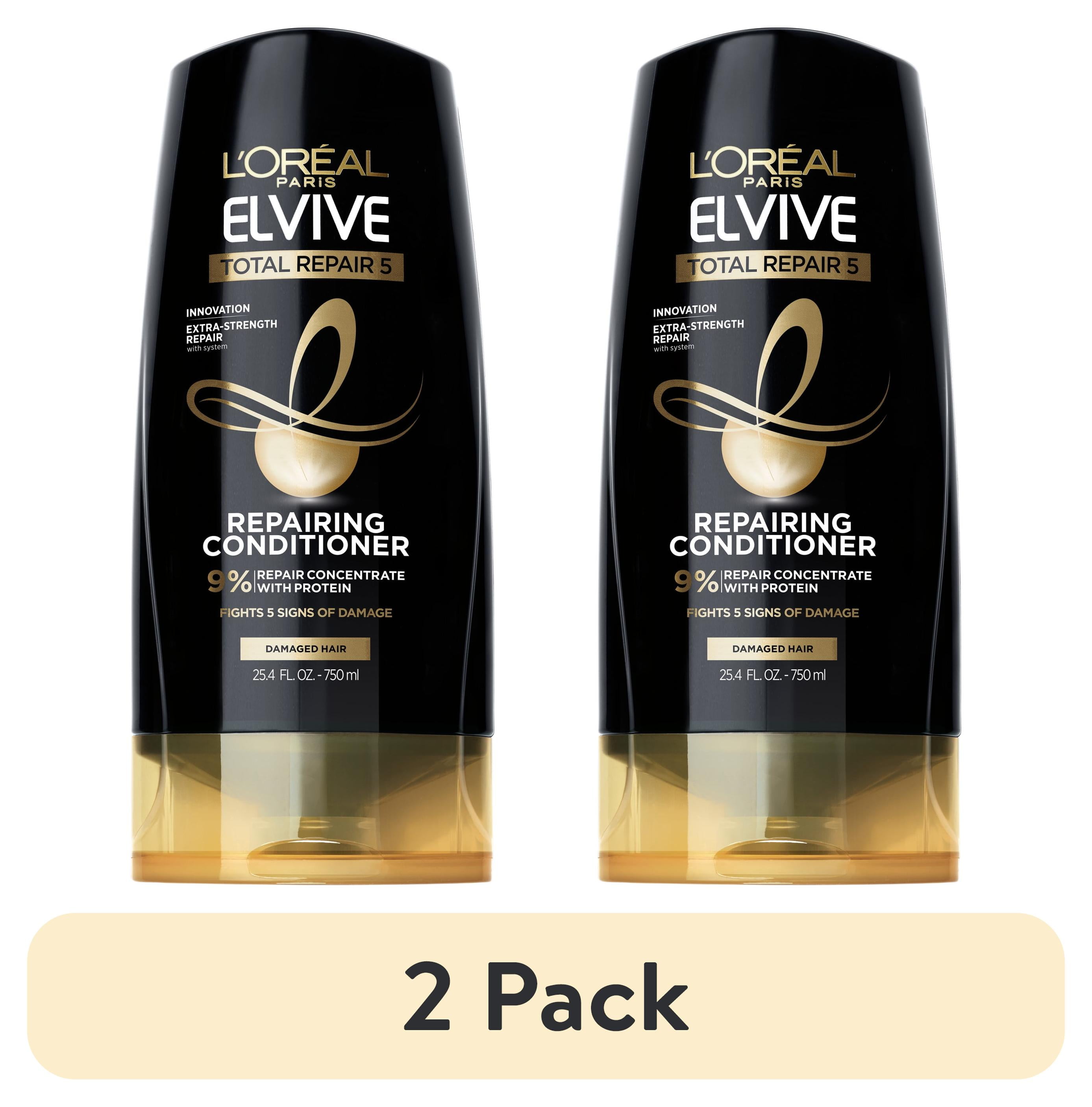 (2 pack) L'Oreal Paris Elvive Total Repair 5 Squeeze Conditioner, Repairs Damaged Hair, 25.4 fl oz