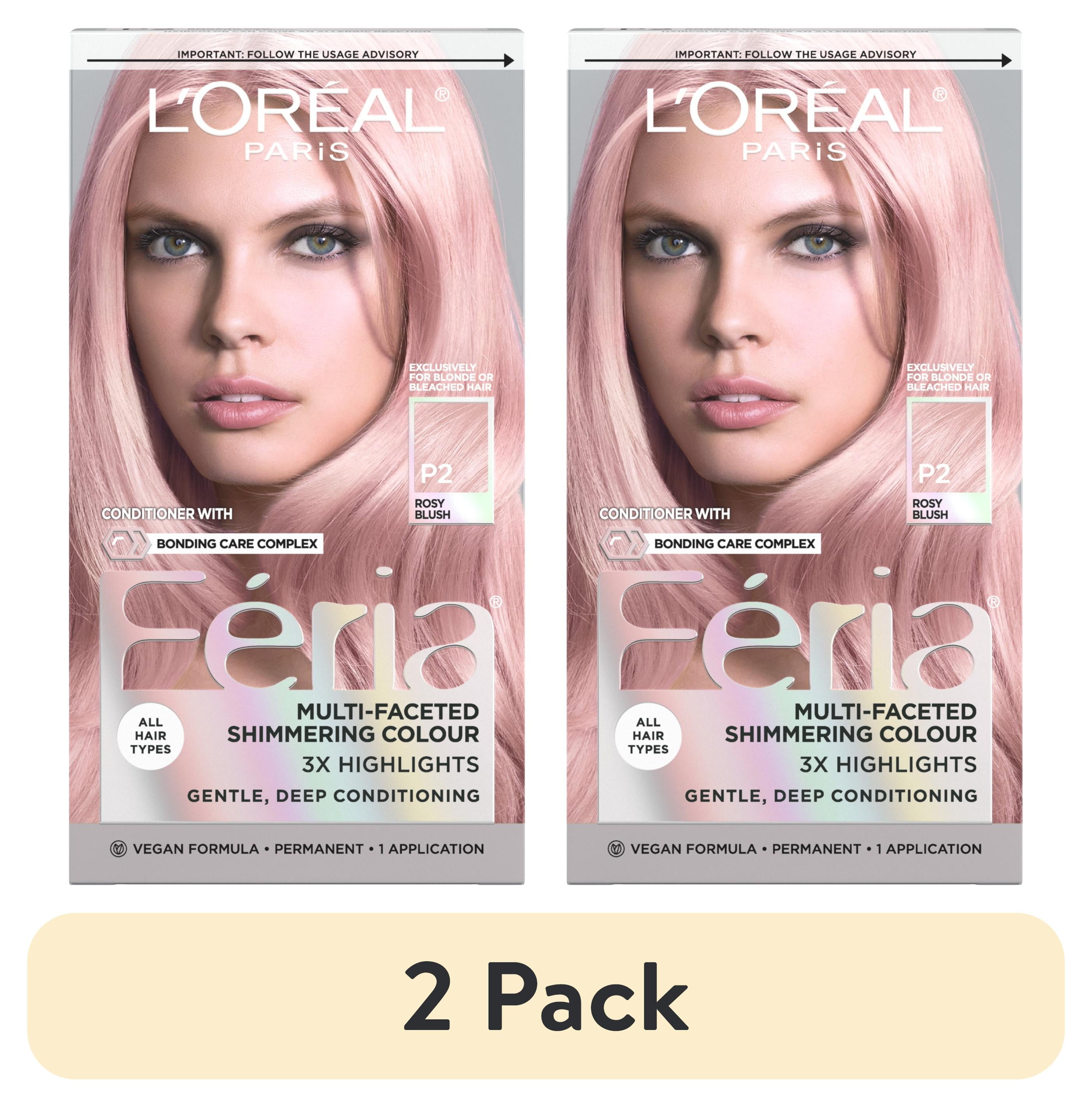2 pack) L'Oreal Paris Feria Permanent Hair Color, P2 Rosy
