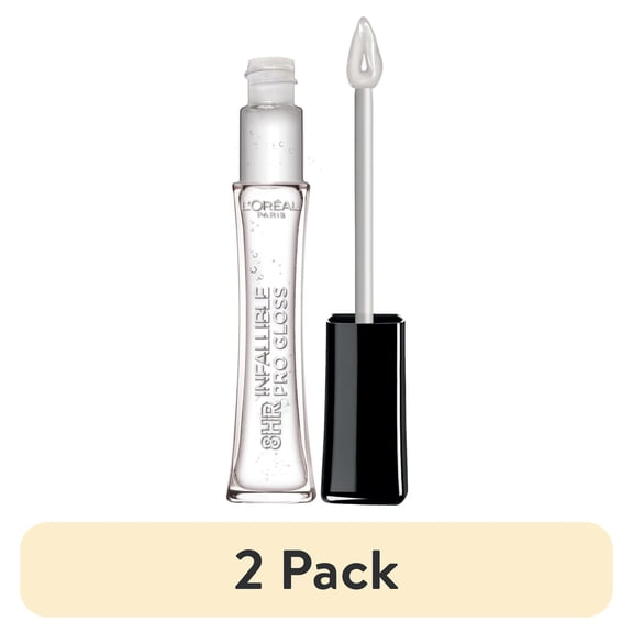 (2 pack) L'Oreal Paris Infallible 8 Hour Lip Gloss, Hydrating Shine Liquids, 0.21 fl oz