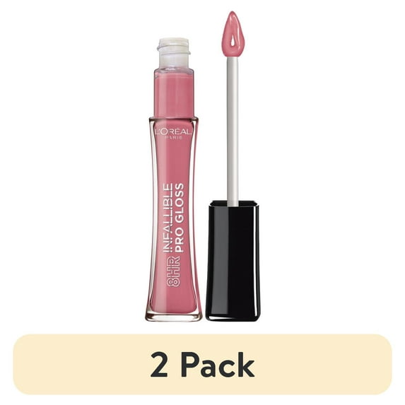 (2 pack) L'Oreal Paris Infallible 8 Hour Liquid Pro Lip Gloss, Hydrating, Nightfall Rose, 0.21 fl oz