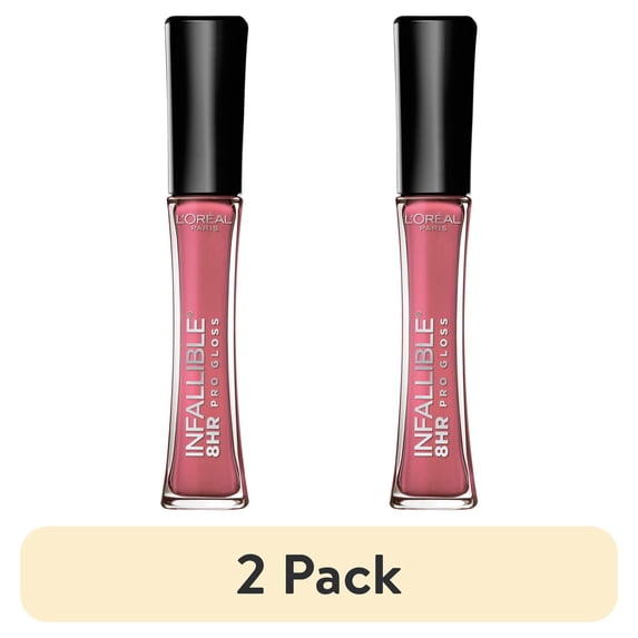(2 pack) L'Oreal Paris Infallible 8 Hour Pro Liquid Lip Gloss, hydrating, 0.21 fl oz