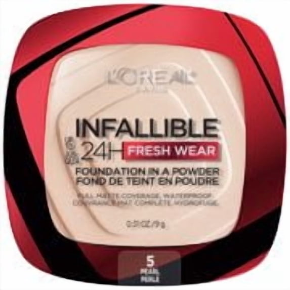 (2 pack) L'Oreal Paris Infallible Fresh Wear 24 Hr Powder Foundation Makeup, 5Pearl, 0.31 oz