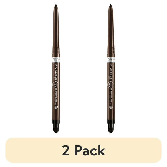 (2 pack) L'Oreal Paris Infallible Grip Mechanical Waterproof Gel Eyeliner, Brown Denim, 0.01 oz