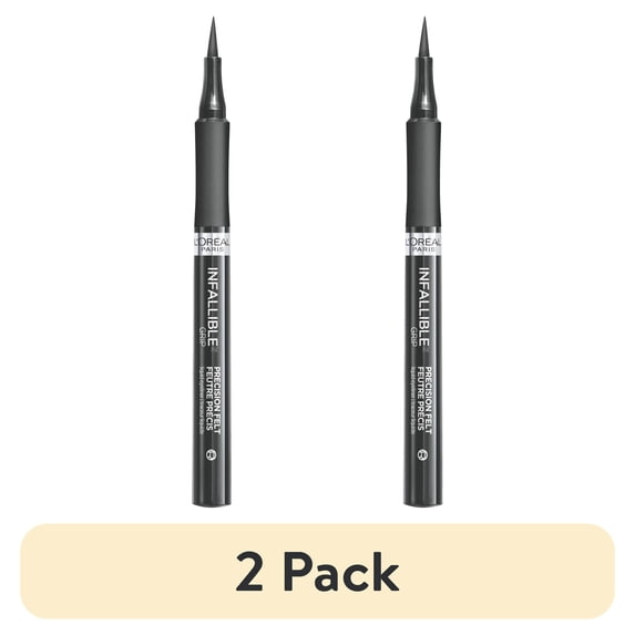 (2 pack) L'Oreal Paris Infallible Precision Felt Waterproof Liquid Eyeliner, Gray, 0.03 fl oz