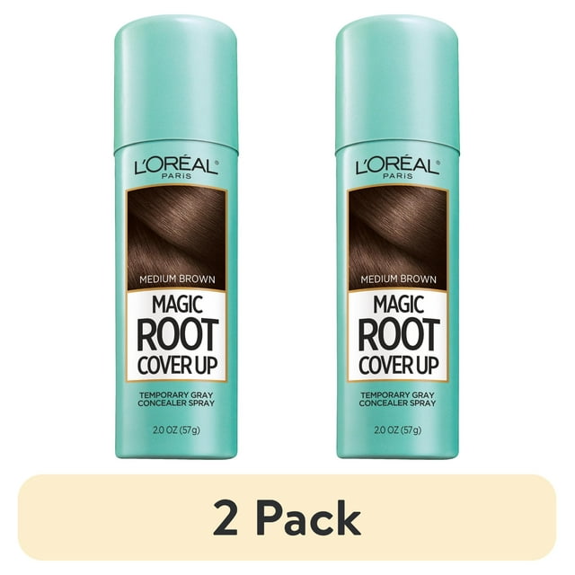 (2 pack) L'Oreal Paris Magic Root Cover Up Gray Concealer Spray, Medium Brown, Aerosol, 2 oz
