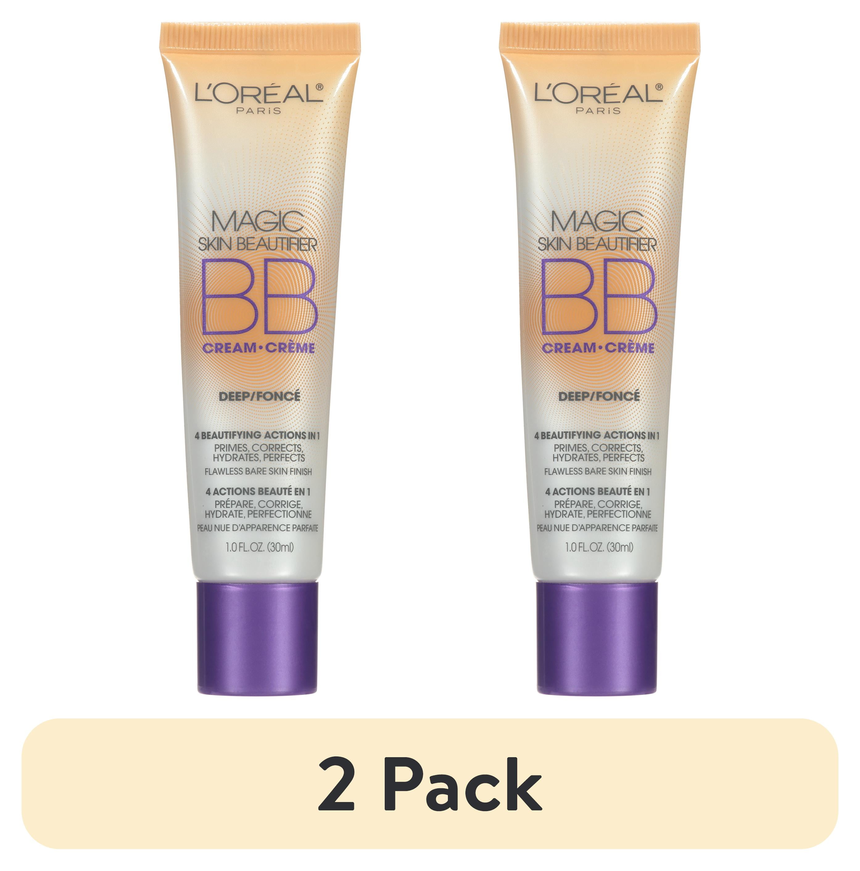 (2 pack) L'Oreal Paris Magic Skin Beautifier BB Cream for Face with Vitamin C and E, Deep, 1 fl oz