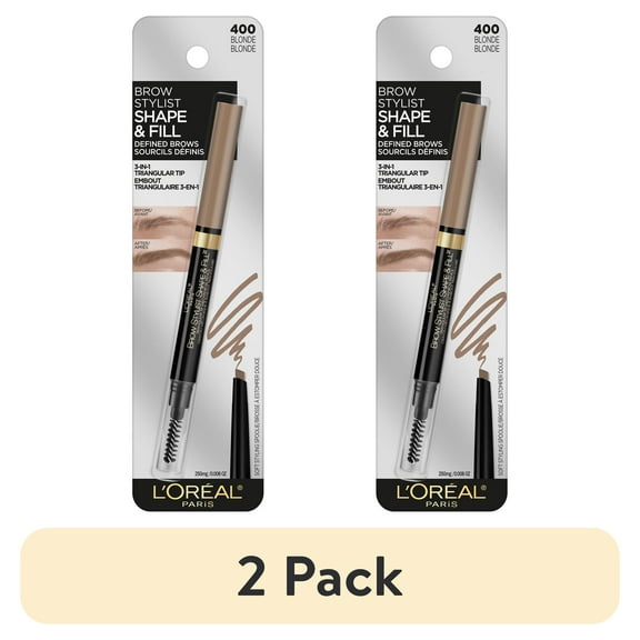 (2 pack) L'Oreal Paris Stylist Shape and Fill Mechanical Eyebrow Makeup Pencil, Blonde