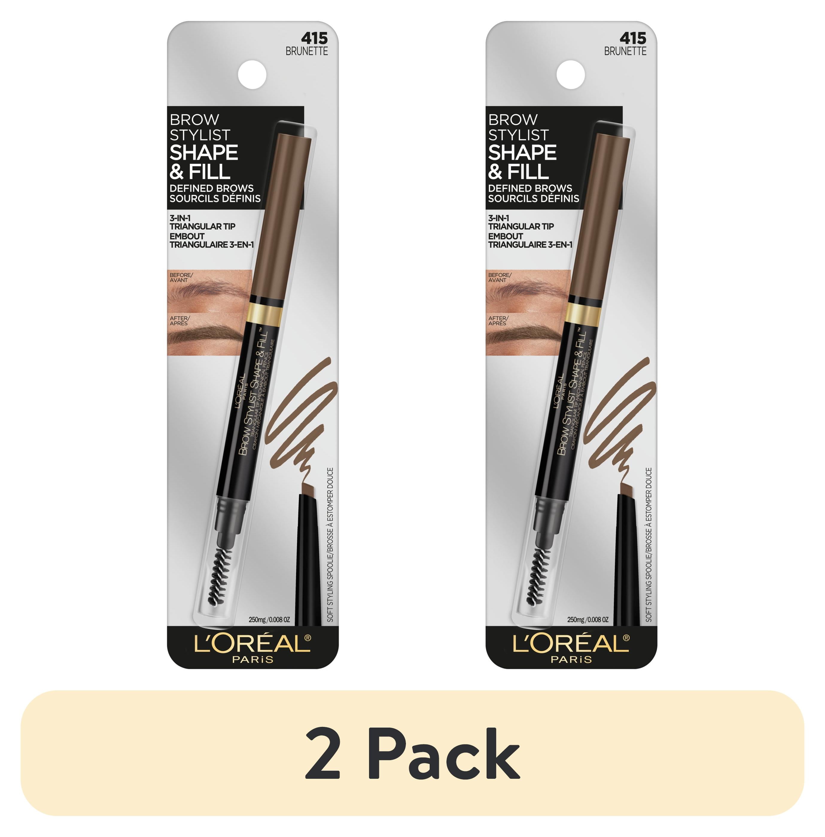 (2 pack) L'Oreal Paris Stylist Shape and Fill Mechanical Eyebrow Makeup Pencil, Brunette