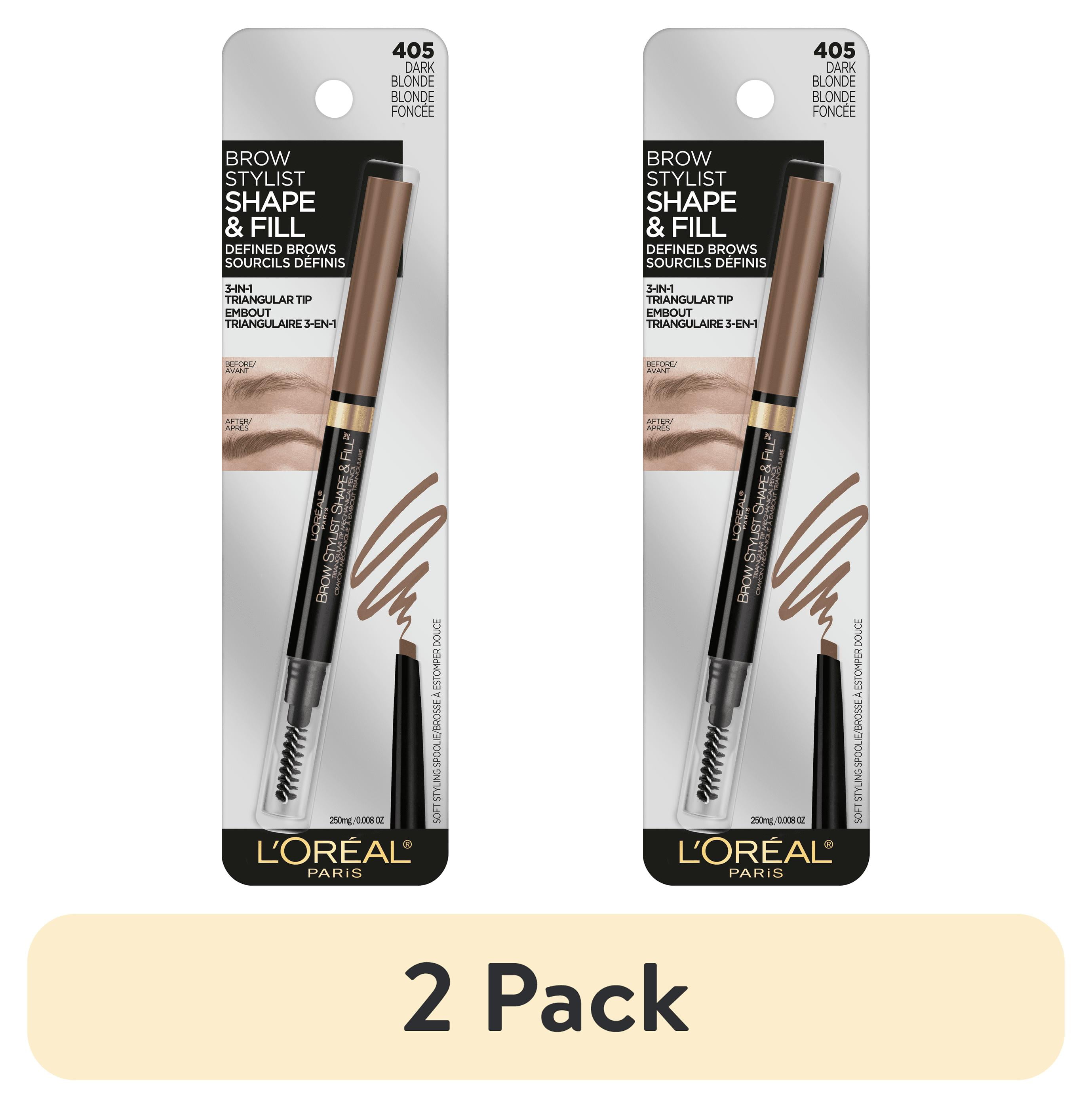 (2 pack) L'Oreal Paris Stylist Shape and Fill Mechanical Eyebrow Makeup Pencil, Dark Blonde