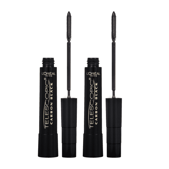 (2 pack) L'Oreal Paris Telescopic Washable Mascara, Carbon Black, 0.27 fl oz