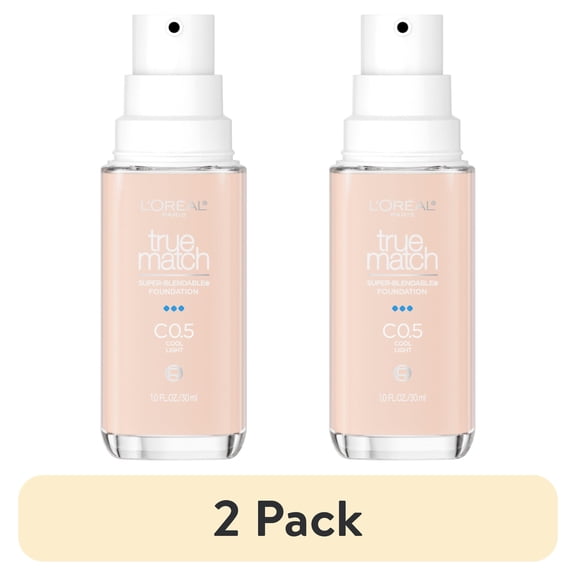 (2 pack) L'Oreal Paris True Match Cream Foundation Makeup, C0.5 Cool Light, 1 fl oz