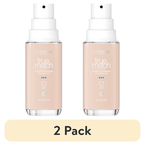 (2 pack) L'Oreal Paris True Match Cream Foundation Makeup, C1 Cool Light, 1 fl oz