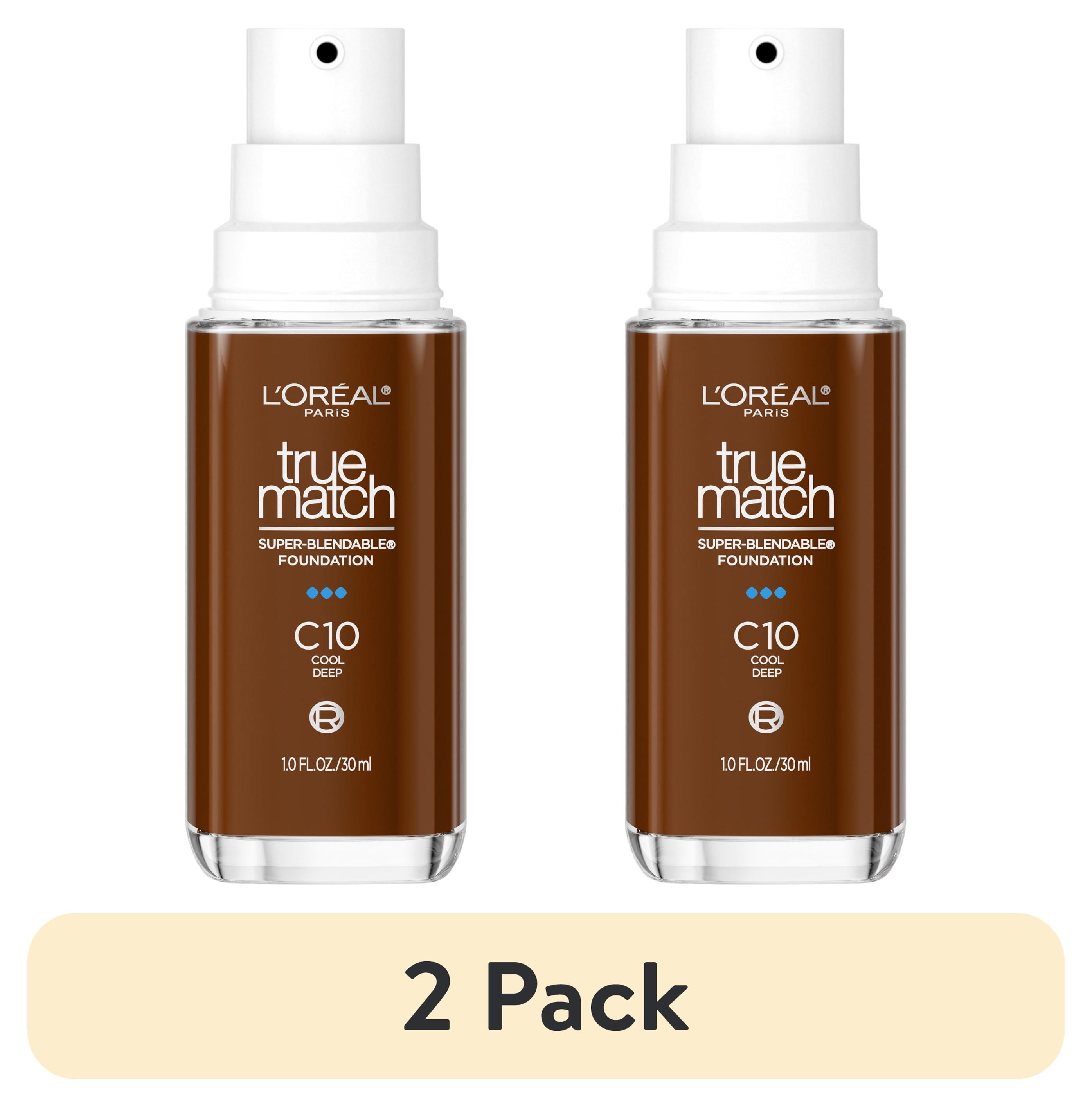 (2 pack) L'Oreal Paris True Match Cream Foundation Makeup, C10 Cool Deep, 1 fl oz