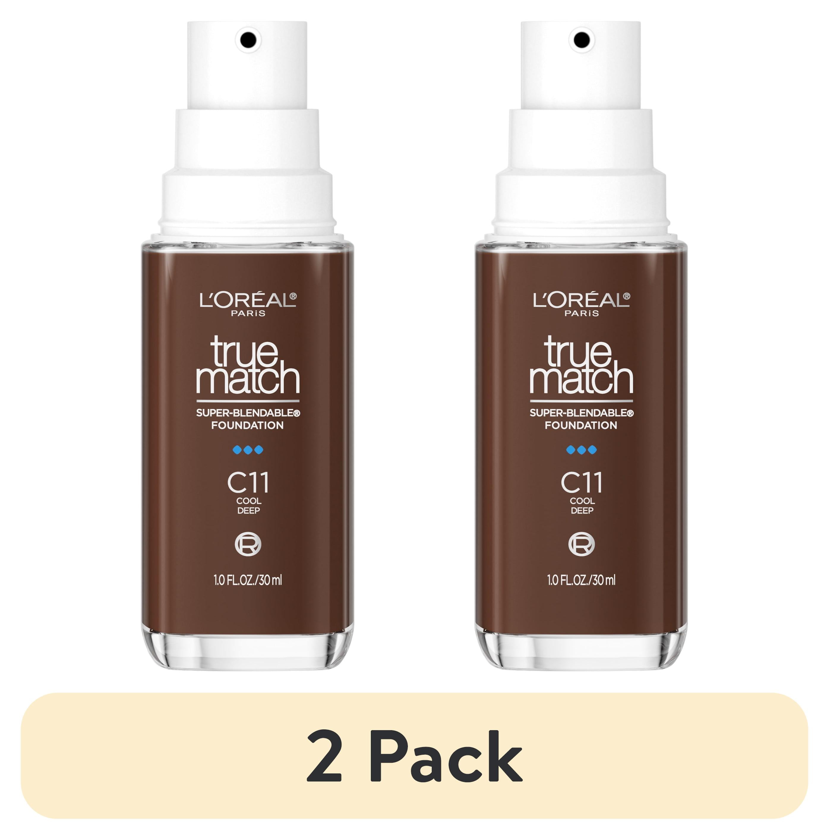 (2 pack) L'Oreal Paris True Match Cream Foundation Makeup, C11 Cool Deep, 1 fl oz