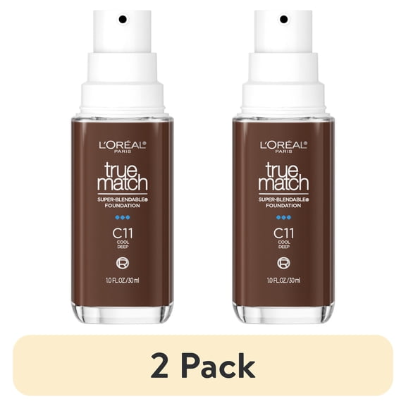 (2 pack) L'Oreal Paris True Match Cream Foundation Makeup, C11 Cool Deep, 1 fl oz
