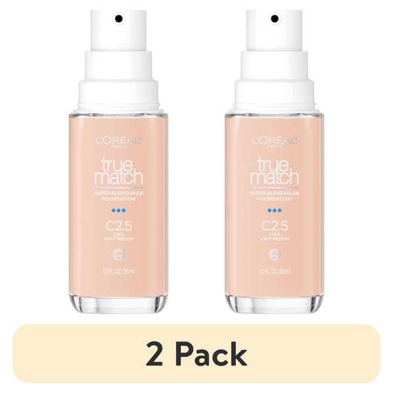 (2 pack) L'Oreal Paris True Match Cream Foundation Makeup, C2.5 Cool Light Medium, 1 fl oz