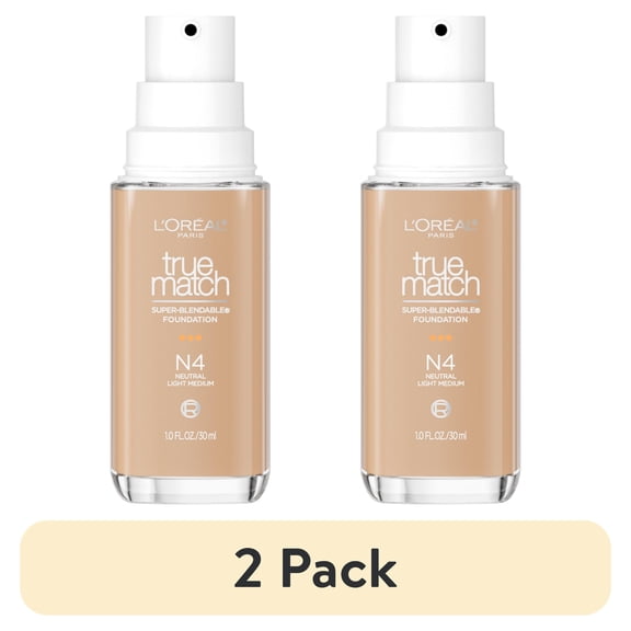 (2 pack) L'Oreal Paris True Match Cream Foundation Makeup, N4 Neutral Light Medium, 1 fl oz