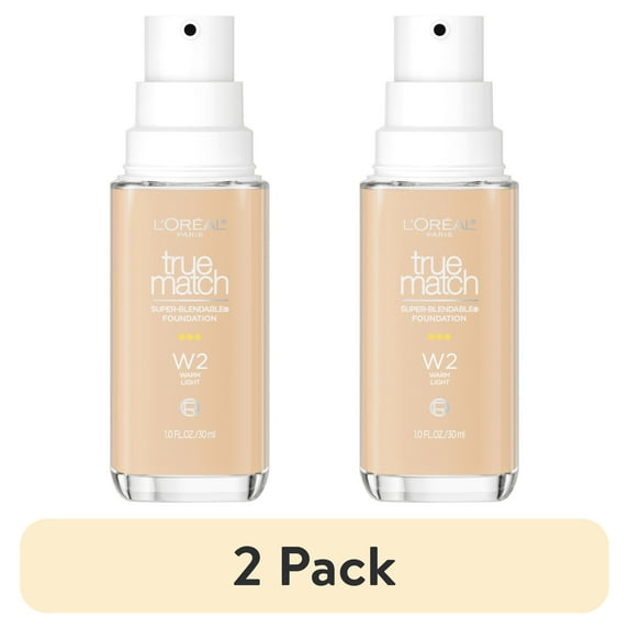 (2 pack) L'Oreal Paris True Match Cream Foundation Makeup, W2 Warm Light, 1 fl oz