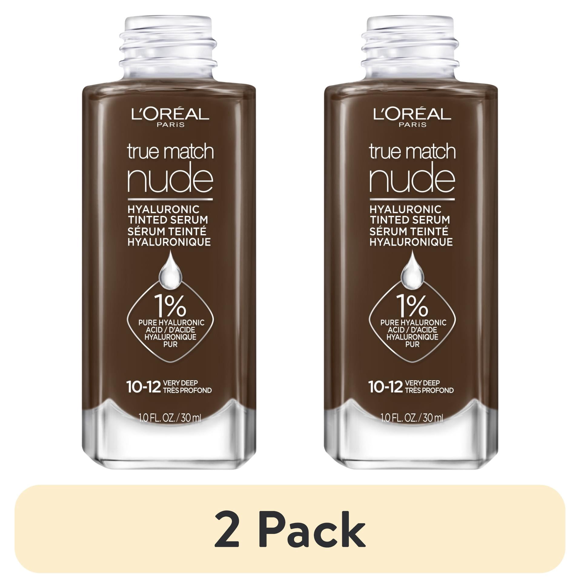 (2 pack) L'Oreal Paris True Match Hyaluronic Tinted Serum Foundation Makeup, Very Deep 10-12, 1 fl oz