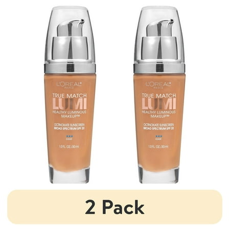 (2 pack) L'Oreal Paris True Match Lumi SPF 20 Liquid Foundation Makeup, C6 Soft Sable, 1 fl oz
