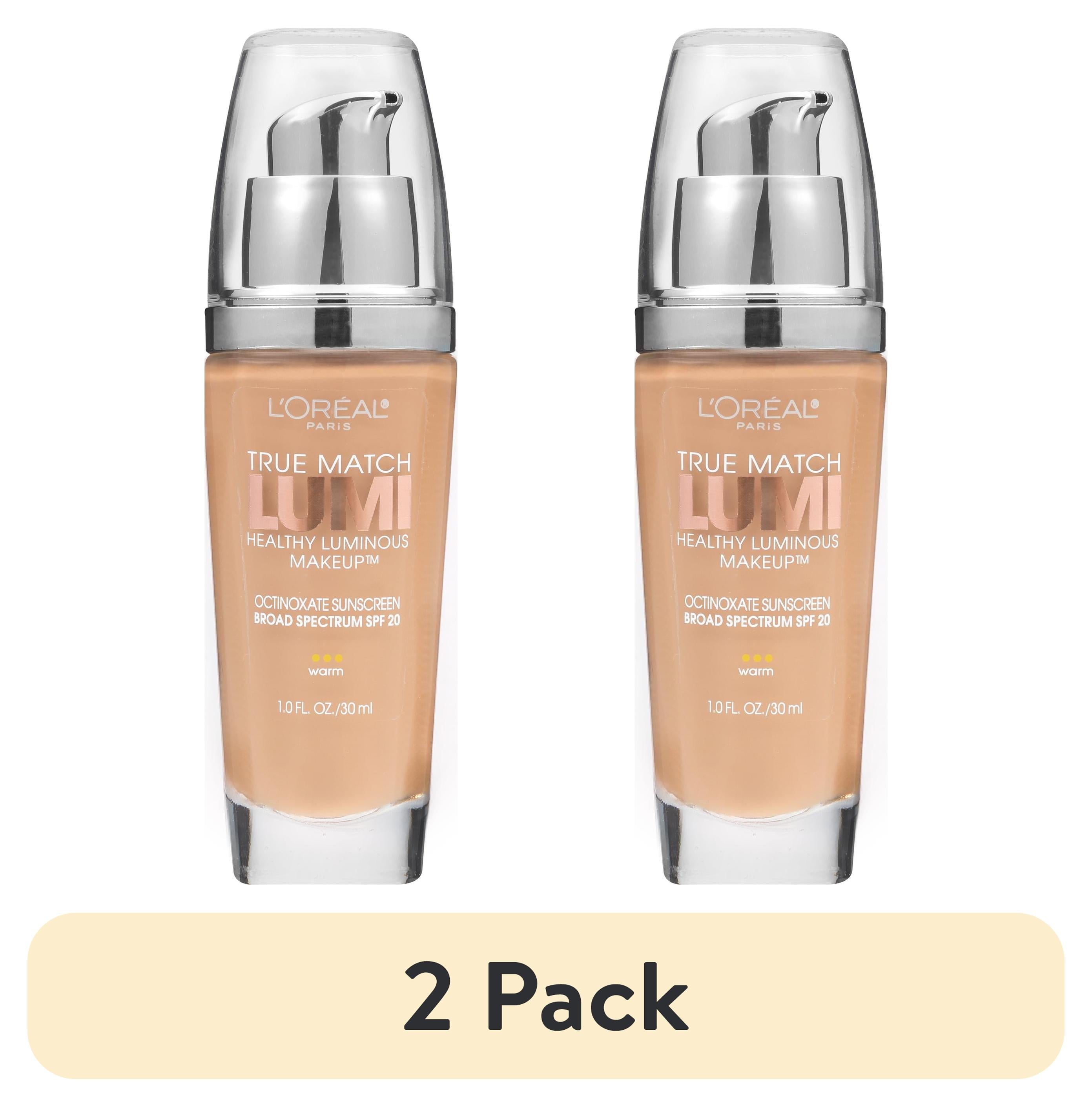 (2 pack) L'Oreal Paris True Match Lumi  Liquid Foundation Makeup, SPF 20, W5 Sun Beige, 1 fl oz
