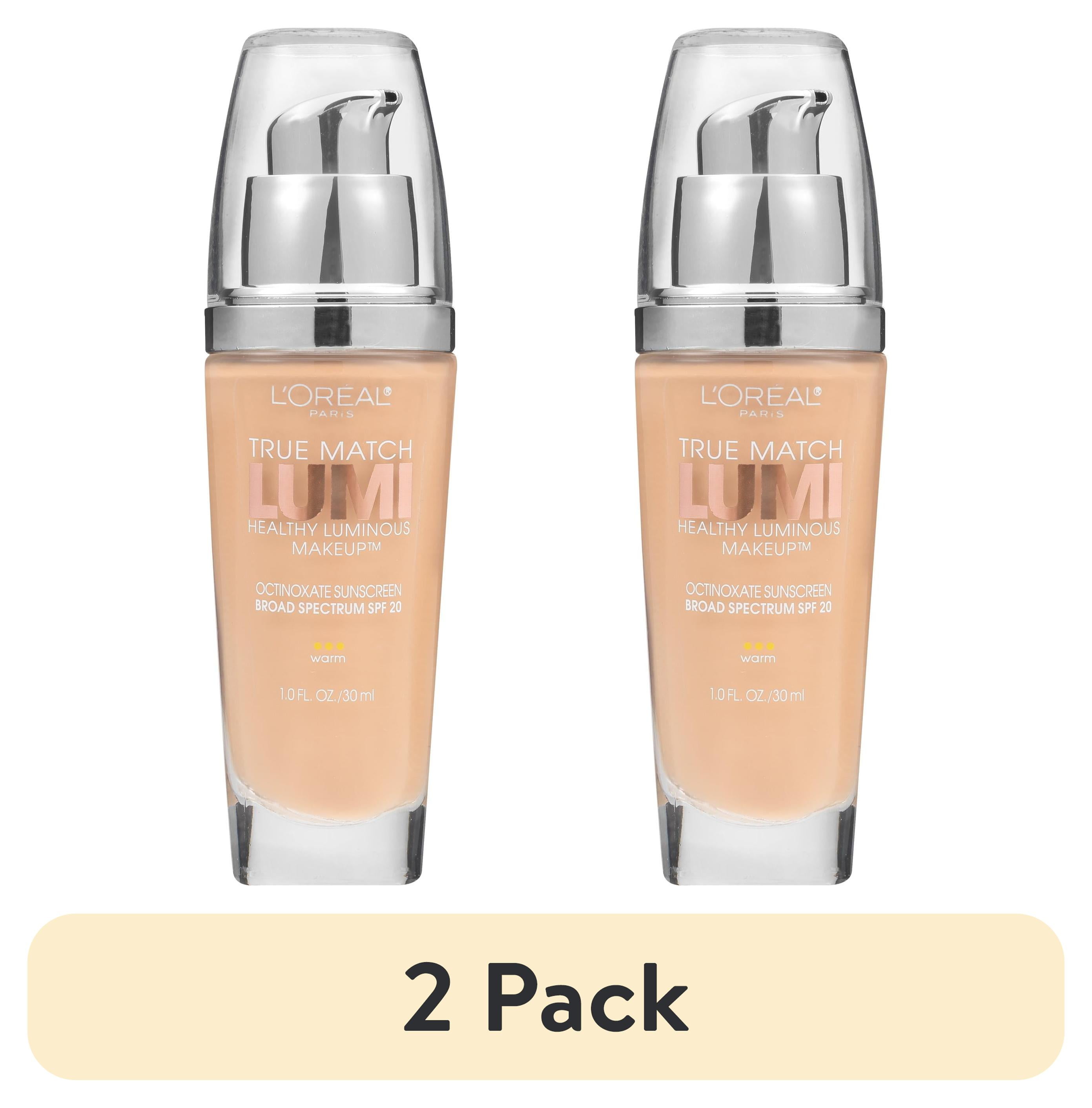 (2 pack) L'Oreal Paris True Match Lumi SPF 20 Liquid Foundation Makeup, W4 Natural Beige, 1 fl oz