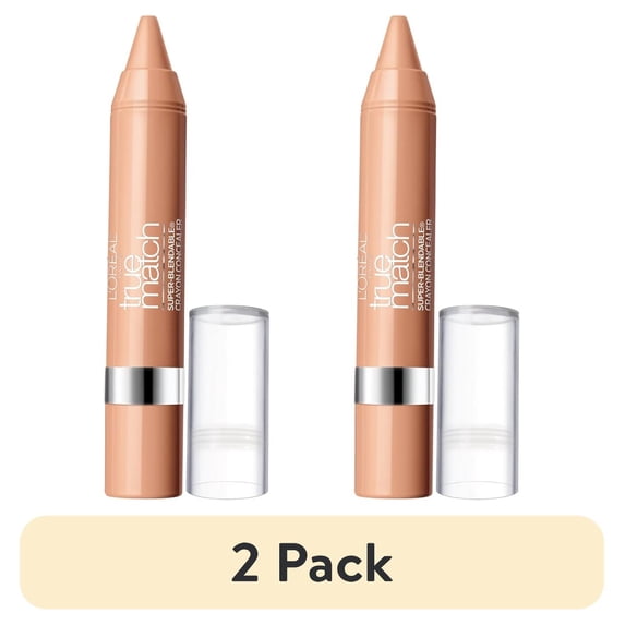(2 pack) L'Oreal Paris True Match Super Blendable Crayon Concealer, Light/Medium Neutral, 0.1 oz