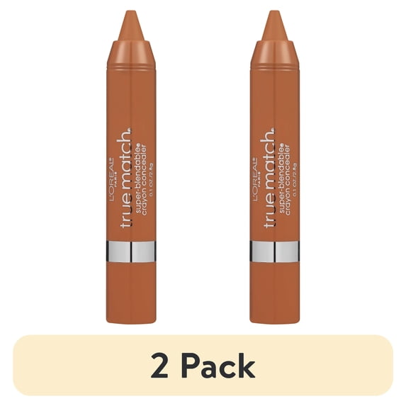(2 pack) L'Oreal Paris True Match Super Blendable Crayon Concealer, Medium/Deep Neutral, 0.1 oz, Blendable
