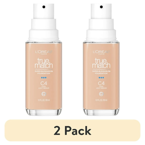 (2 pack) L'Oreal Paris True Match Cream Foundation Makeup, C4 Cool Light Medium, 1 fl oz