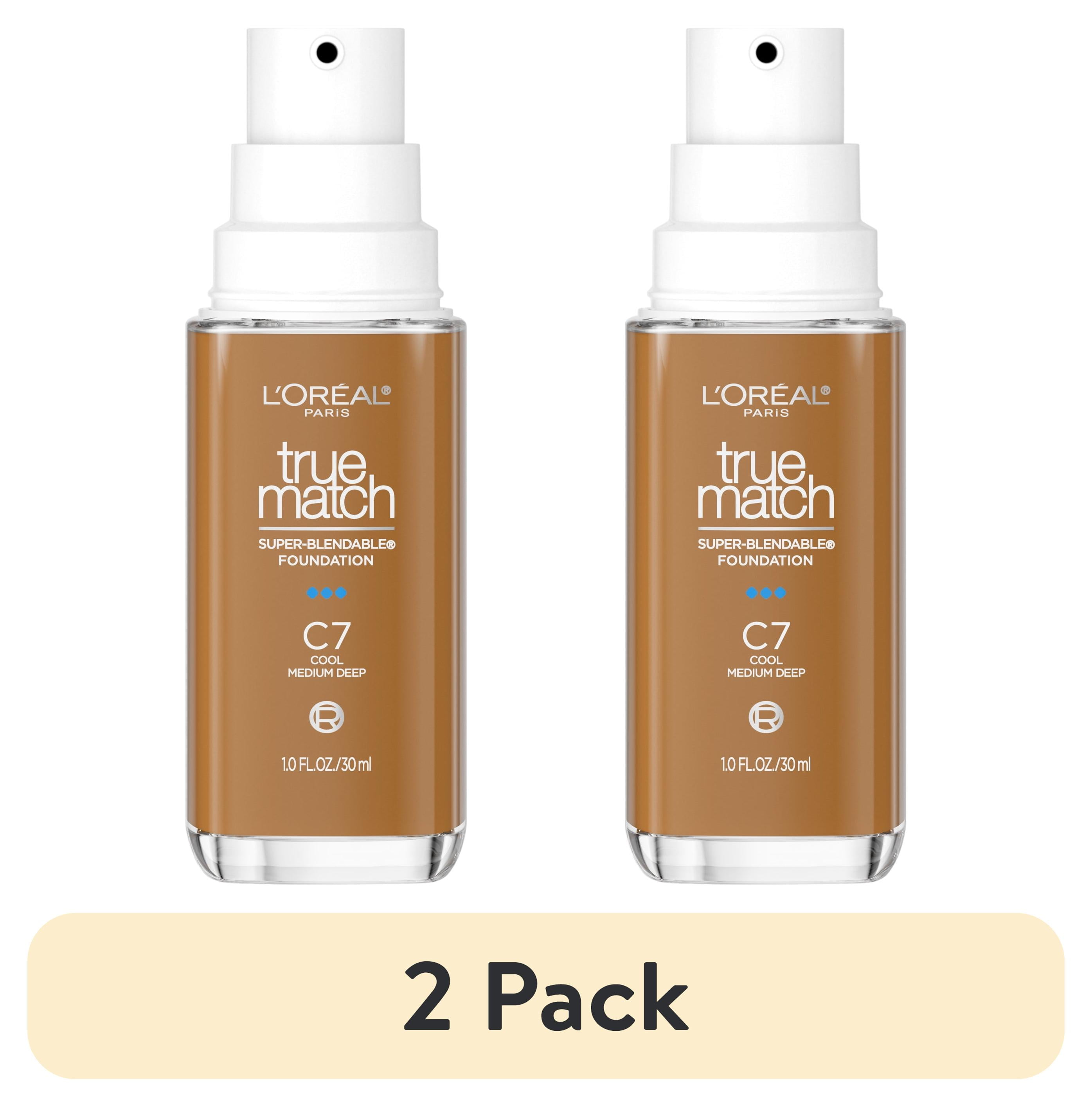 (2 pack) L'Oreal Paris True Match Cream Foundation Makeup, C7 Cool Medium Deep, 1 fl oz