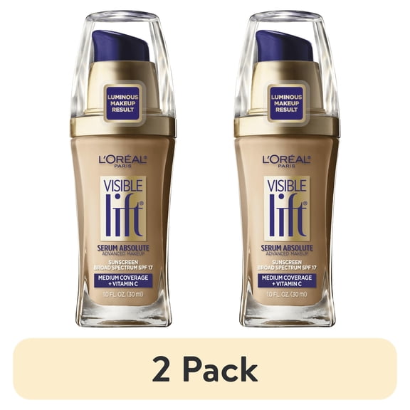 (2 pack) L'Oreal Paris Visible Lift Serum Foundation Makeup, 151 Natural Beige, 1 fl oz