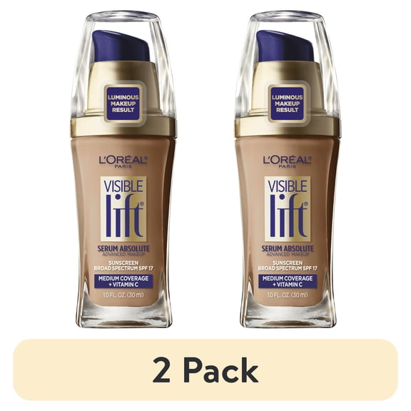 (2 pack) L'Oreal Paris Visible Lift Serum Foundation Makeup, 157 Classic Tan, 1 fl oz